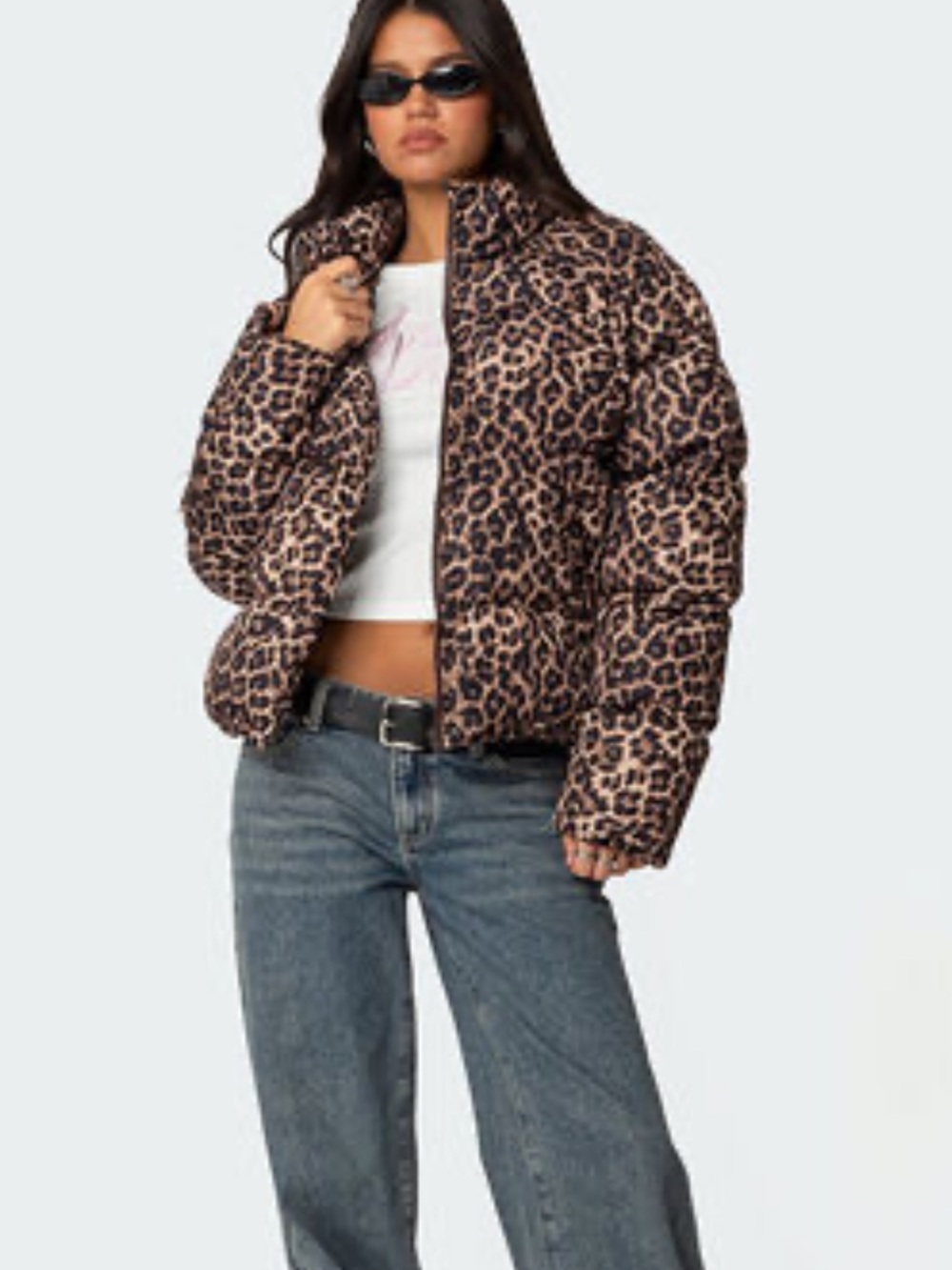 New Edikted Dalya Leopard Printed Puffer Jacket